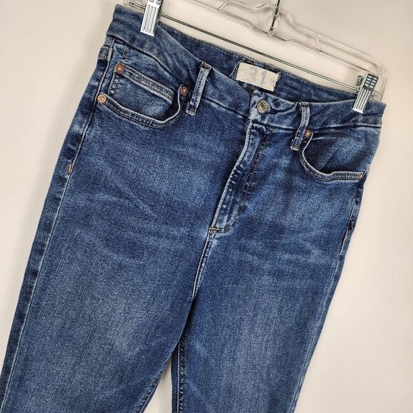 WE THE FREE WOMENS 31 HIGH RISE STRETCHY DENIM JEANS SKINNY LEG MEDIUM WASH BLUE - Picture 2 of 6